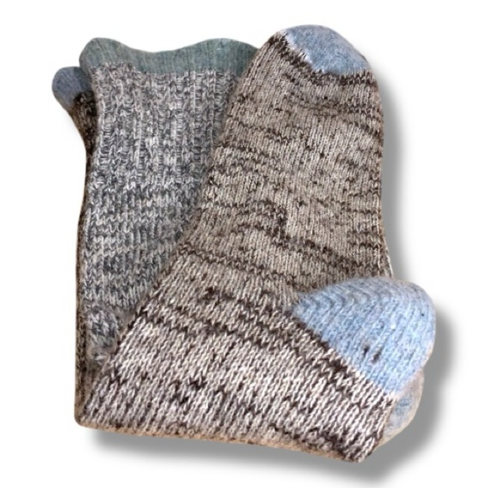 Vintage Men’s Wool Socks Mid Calf One Size Grey Blue Gray Knit